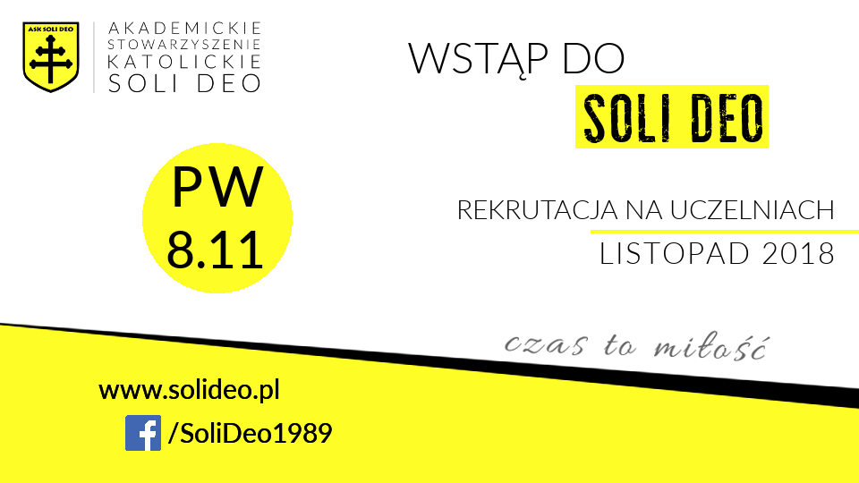 Wstąp do Soli Deo 2018 – spotkanie na Politechnice!